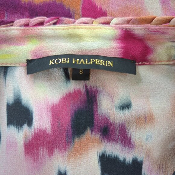 Kobi Halperin Mabel abstract Floral art career‎ soft elegant silk blouse size S - Picture 7 of 16
